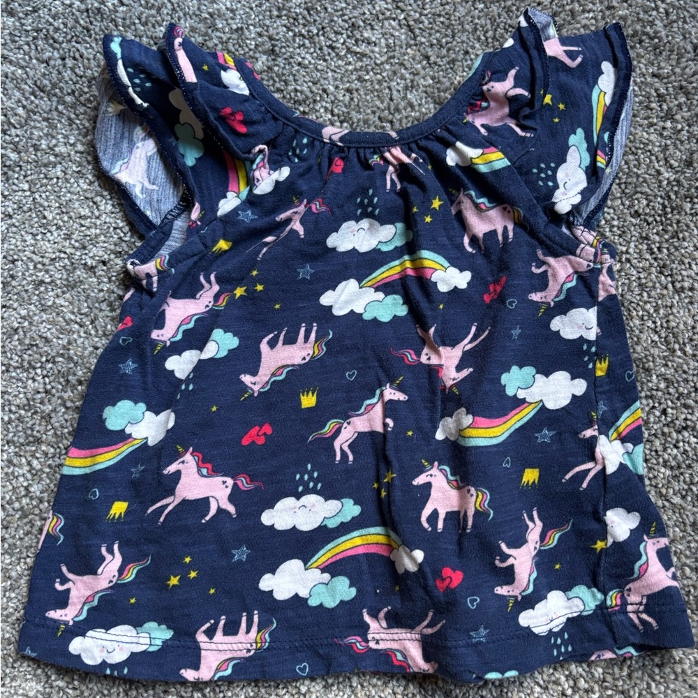 5/$15 Navy Unicorn and Rainbow Tee